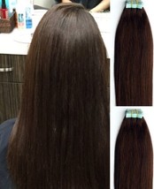18",20" 100gr,40pc,Tape in Hair Extensions 100% Remy Human Hair #2 Darkest Brown - $108.89+