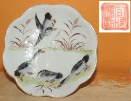 Hand Painted Tazza / Cup 4.25&quot; x 4.25&quot; mark poss Xuande Lobed &amp; Footed A... - $3,562.26 MXN