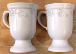 Pfaltzgraff Wyndham  Pedestal Mug Pair Of 2 Pink Floral Pattern Coffee Tea - £12.65 GBP