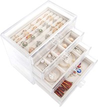 Mebbay Acrylic Jewelry Box With 4 Drawers, Velvet Jewelry Organizer For ... - $32.94