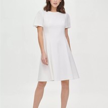DKNY Womens 8 White Chiffon Short Sleeve Short Dress NWT Y50 - $63.69