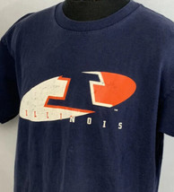 Vintage Illinois T Shirt Fighting Illini NCAA Navy Blue Team Logo Men’s XL - £15.94 GBP