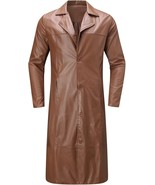 Nueva gabardina para hombre de cuero marrón hecha a mano de piel de cord... - $3,157.72 MXN+