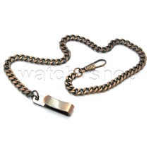 Pocket Watch Chain for Men Copper Color Albert Chain Fob Chain with Belt Clip 52 - £12.57 GBP