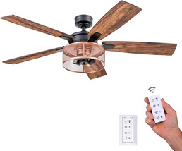 Honeywell 52&quot; Carnegie Farmhouse Indoor Ceiling Fan with Rustic Caged Light - £155.09 GBP