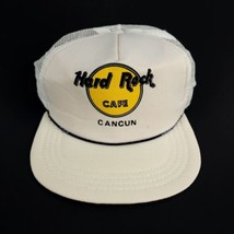 Vintage Hard Rock Cafe Cancun Snapback Flat Bill Hat Cap Off White / Beige  - £15.52 GBP