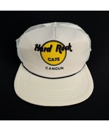 Vintage Hard Rock Cafe Cancun Snapback Flat Bill Hat Cap Off White / Beige  - £15.52 GBP