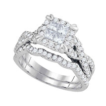 14kt White Gold Princess Diamond Bridal Wedding Engagement Ring Set 1-1/4 Ctw - £1,572.47 GBP