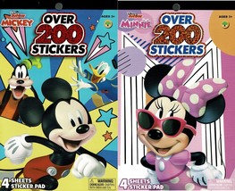 Disney Minnie &amp; Mickey - over 200 Stickers 4 Sheet Sticker Book (Set of 2) - £11.72 GBP