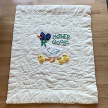 Vintage Yellow Terry Mother Goose Duck Toddler Baby Crib Blanket Quilt - £38.75 GBP