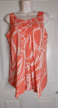 Women&#39;s New York &amp; Company Sleeveless Orange Pleated Front Top Blouse Size Small - £14.42 GBP