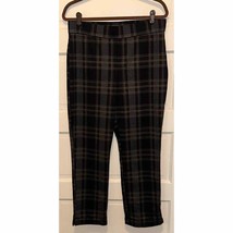 Christian Siriano Black Plaid Pull-on Ankle Pants w/ Hem Slits Size Large - £12.46 GBP