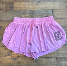 Womens Athletic Lined Pink Drawstring Flutter Shorts, Large - $222.41 MXN