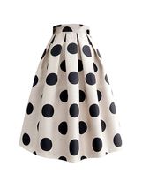 White A-Line Polka Dot Midi Skirt Outfit Women Custom Plus Size Party Skirt image 11