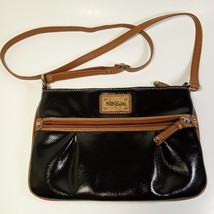 Nine &amp; Co Purse Black Faux Leather Handled Tote Handbag with Studded Woo... - £18.38 GBP