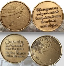 Footprints In The Sand - Serenity Peace Within The Storm Bronze Medallio... - $4.83