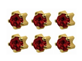 6 Pairs of Ear Piercing January Birthstone Gold Plated Stud Earrings 2mm... - $12.99