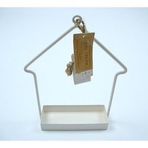 Bird feeder seed holder hanging cream white metal small 9&quot; x 7&quot; small an... - £6.05 GBP