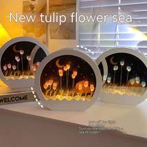 Tulip Rose Small Night Lamp Diy Handmade Mirror Flower Sea Bouquet Gift - £25.15 GBP+