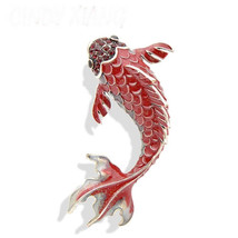 3 Colors Available Red Enamel Fish Brooches for Women Large Carp Pins Animal Sty - £9.15 GBP