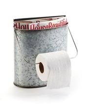 Camping Magazine Rack Toilet Paper Roll Holder Galvanized Metal Grey 9.8" High