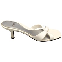 Impo Kitten Glides Heels Women&#39;s Size 8.5 White Solid Leather Strap Slip On - $27.69