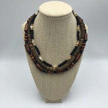 Vintage Mix Lot of 3 Beaded Necklaces Womens Unisex Wood Shell Boho Chic Jewelry - £11.92 GBP