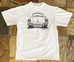 Vtg Porsche T Shirt-Ron Peters 1983-Double Sided Graphic Tee-M-Single Stitch - $233.75