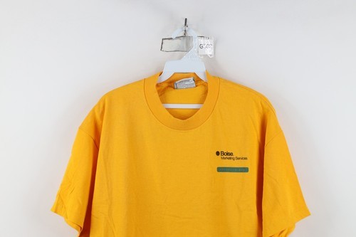 Vintage 90s Mens Large Spell Out Boise Marketing Services T-Shirt Yellow USA Item image 2