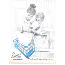 Vtg Scotties Cleansing Tissues Print Ad Bathroom Blue Mother Son 1956 1950s - $7.69