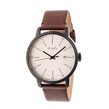 NEW Simplify 2504 Mens 2500 Collection Pewter Dial Brown Leather Dark Grey Watch - £114.10 GBP