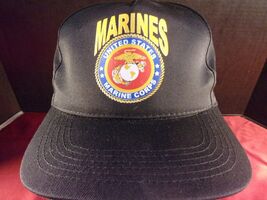 NWOT U.S. MILITARY USMC U.S. MARINES BLACK CAP HAT ADJUSTABLE RL 5 - $15.83