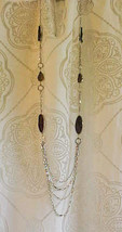 Chico&#39;s 45 inch silver tone chain, circles and beaded necklace.  - £11.02 GBP