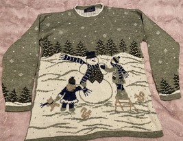 Willow Ridge Vintage  ugly Christmas sweater Made In USA Snowman Medium - £18.38 GBP
