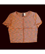 Womens Girls  Divided Crop Top Blouse Orange size Medium Stretchy Green - £9.31 GBP