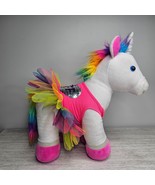 BUILD-A-BEAR Rainbow Glitter Stuffed Unicorn w/Tutu &amp; Purple Sequin Hear... - $23.00 CAD
