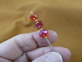 U72-6) red Austrian crystal glass + gold brass cap beaded hatpin Pin hat pins - £8.03 GBP