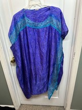 Matta 100% Silk One Size Blue Purple Tunic Dress Kaftan Jewel Colors Good Condi  - £66.47 GBP