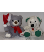 Lot of 2 Christmas Bears Red Green Gray White Black Plush Stuffed Animal... - £11.67 GBP