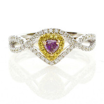 0.46ct Natural Fancy Deep Pink Color Diamonds Engagement Ring 18K Solid Gold GIA - £3,320.68 GBP