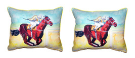 Pair Of Betsy Drake Airborne Horse Large Indoor Outdoor Pillows 16 X 20 - £71.21 GBP