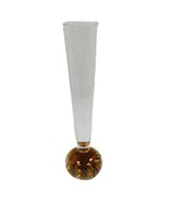 Vintage Blown Glass Bud Vase Controlled Bubble Base Gold Yellow 9.75&quot; Tall  - £37.29 GBP