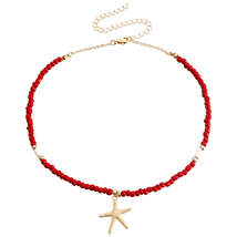 Red Howlite &amp; 18K Gold-Plated Beaded Starfish Pendant Necklace - £10.35 GBP