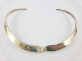 STERLING Silver COLLAR NECKLACE with a TWIST - Vintage MEXICO - 34.4 gra... - £83.93 GBP