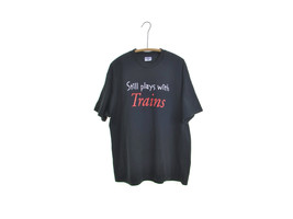 TRAIN tshirt collector model train black t shirt cotton vintage 90s shir... - $24.00