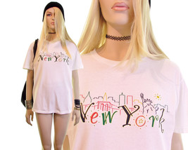 New York City t-shirt New York tshirt vintage 90s tshirt baby tee white grunge  - £18.31 GBP
