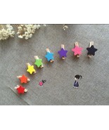 50pcs Star Mini Wooden Decorative Wooden Clip,Wood Note Pegs School Supp... - $3.50