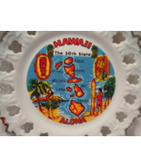 Vintage Hawaii Souvenir Plate with Gold Trim &amp; Scalloped Cut Out - $10.99