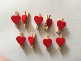 100pcs Red Heart Wooden Paper Clips,clothespin,wedding party Favor decorations - £7.34 GBP