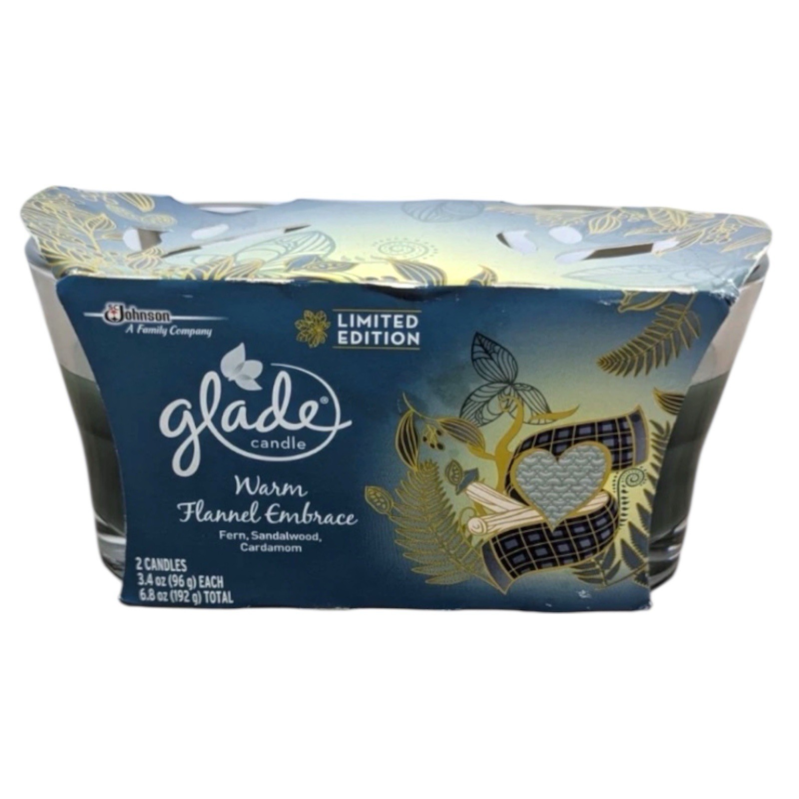 Glade Warm Flannel Embrace Candle 3.4 oz Each Limited Edition 2 Pack - $36.99